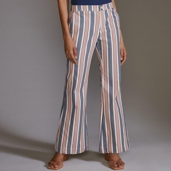 Anthropologie Low-Rise Striped Flare Pants